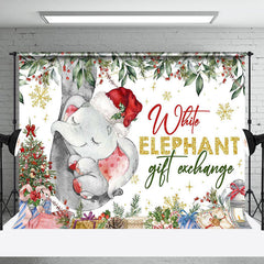 Lofaris Cute Sleeping White Elephant Gift Exchange Backdrop