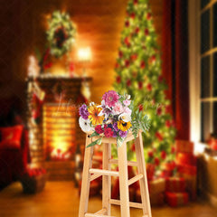 Lofaris Festive Fireplace Tree Gifts Cozy Christmas Backdrop