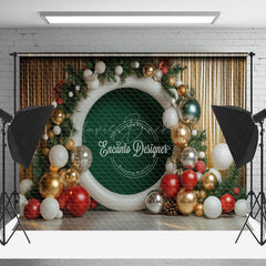 Lofaris Gold Curtain Balloon Green Circle Christmas Backdrop