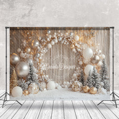 Lofaris Gold Curtain Balloon Winter Snowy Christmas Backdrop