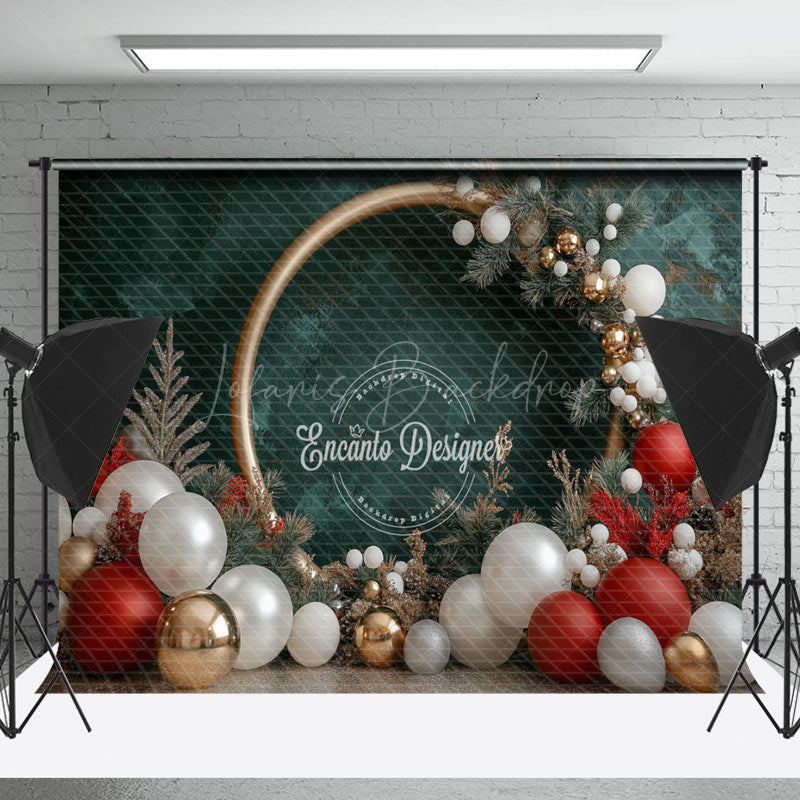 Lofaris Green Wall Balloons Gold Circle Christmas Backdrop