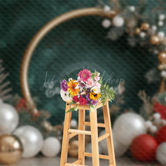 Lofaris Green Wall Balloons Gold Circle Christmas Backdrop