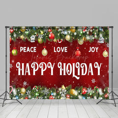 Lofaris Greenery Peace Love Joy Snow Happy Holiday Backdrop