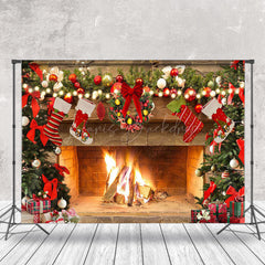 Lofaris Hanging Sock Gifts Tree Fireplace Christmas Backdrop