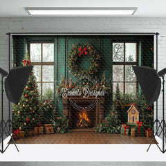 Lofaris Indoor Xmas Tree Fireplace Window Christmas Backdrop