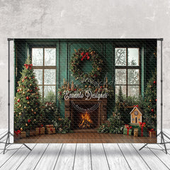 Lofaris Indoor Xmas Tree Fireplace Window Christmas Backdrop