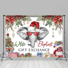 Lofaris Poinsettia White Elephant Gift Exchange Backdrop