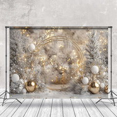 Lofaris Snowflake Gold Bells Pine Leaves Christmas Backdrop