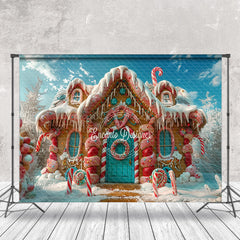 Lofaris Snowy Field Gingerbread House Christmas Backdrop