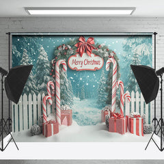 Lofaris Snowy Forest Fence Gifts Merry Christmas Backdrop