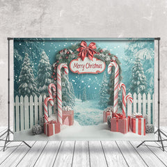 Lofaris Snowy Forest Fence Gifts Merry Christmas Backdrop