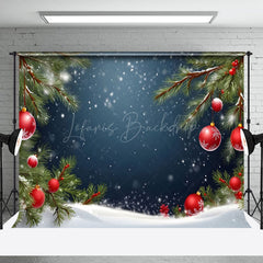 Lofaris Snowy Night Field Pine Leaf Bell Christmas Backdrop