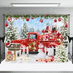 Lofaris Snowy Red Gifts Car Snowman Merry Christmas Backdrop