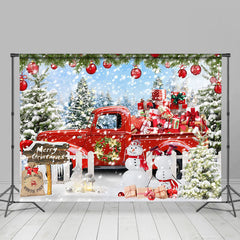 Lofaris Snowy Red Gifts Car Snowman Merry Christmas Backdrop