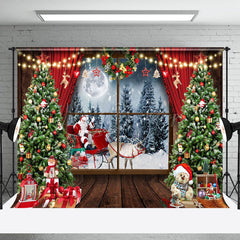 Lofaris Snowy Window Scene Santa Claus Christmas Backdrop