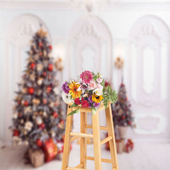 Lofaris White Pink Wall Pine Tree Gifts Christmas Backdrop