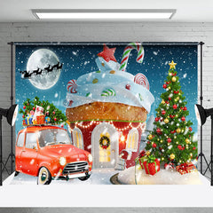 Lofaris Winter Candyland Red Car Tree Christmas Backdrop