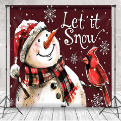 Lofaris Winter Let It Snow Snowman Bird Christmas Backdrop