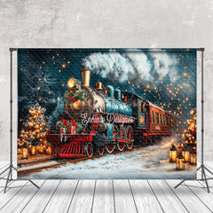 Lofaris Winter Snowy Night Retro Train Christmas Backdrop