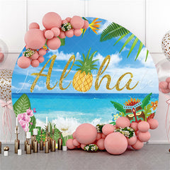 Lofaris Lovely And Floral Theme Hawaiian Holiday Round Backdrop