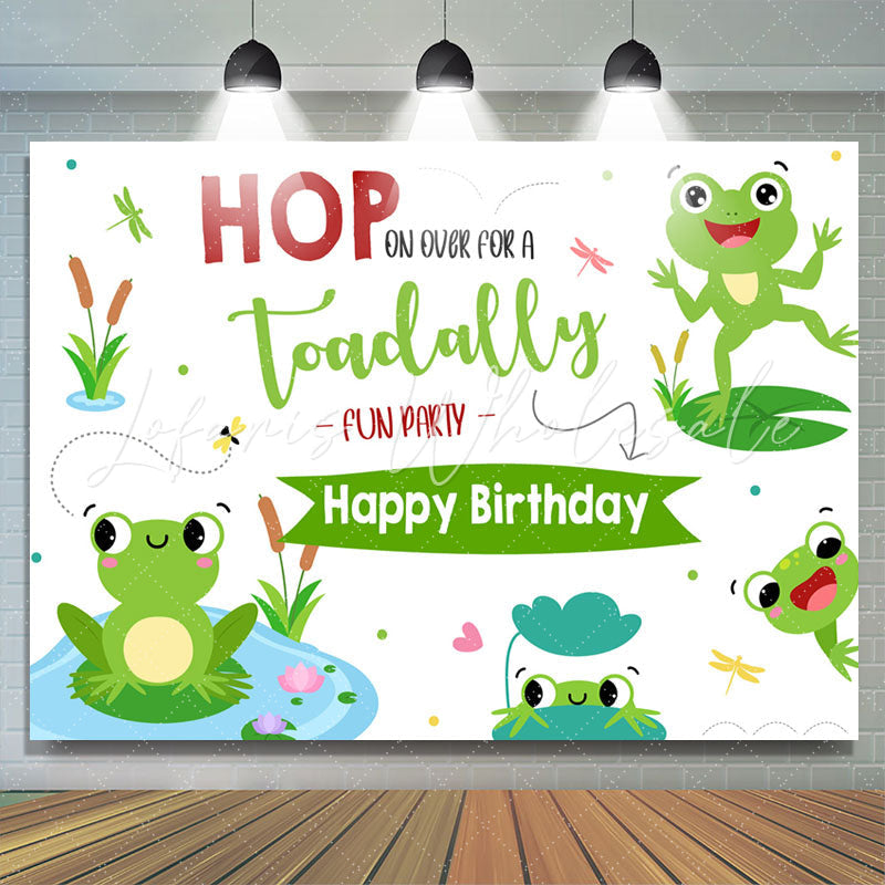 Lofaris Lovely Frogs Hop Toadally Birthday Backdrop For Kids