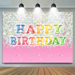 Lofaris Lovely Glitter Pink Happy Birthday Backdrop For Girl