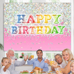 Lofaris Lovely Glitter Pink Happy Birthday Backdrop For Girl