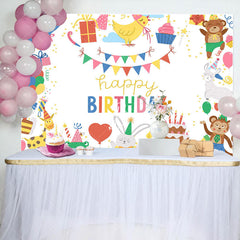 Lofaris Lovely Happy Funny Animals Cake Birthday Backdrop