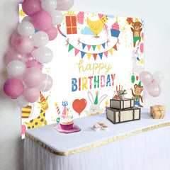 Lofaris Lovely Happy Funny Animals Cake Birthday Backdrop