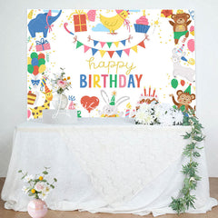 Lofaris Lovely Happy Funny Animals Cake Birthday Backdrop