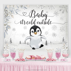 Lofaris Lovely Pigeon Walking On The Snow Baby Shower Backdrop