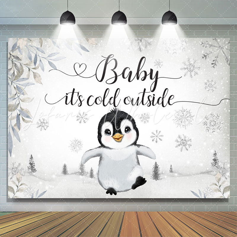 Lofaris Lovely Pigeon Walking On The Snow Baby Shower Backdrop