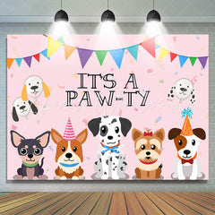 Lofaris Lovely Puppy Its A Pawty Pink Animal Birthday Backdrop