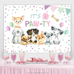 Lofaris Lovely Puppy Theme Its A Party Happy Birthday Backdrop