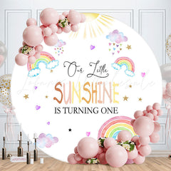 Lofaris Lovely Rainbow Cloud Sunshine Round Birthday Backdrop