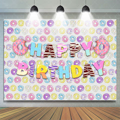 Lofaris Lovely Sweet Donuts Themed Happy Birthday Backdrop