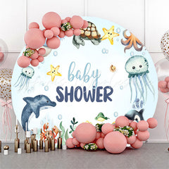 Lofaris Lovely Undersea Fishes Circle Baby Shower Backdrop