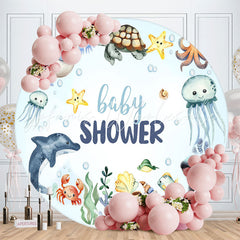 Lofaris Lovely Undersea Fishes Circle Baby Shower Backdrop