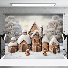 Lofaris Lovey Biscuit House Snow Tree Christmas Backdrop