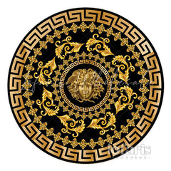 Lofaris Luxury Gold Black Vintage Pattern Round Backdrop For Party