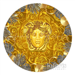 Lofaris Luxury Gold Woman And Grey Leaves Round Backdrop For Party