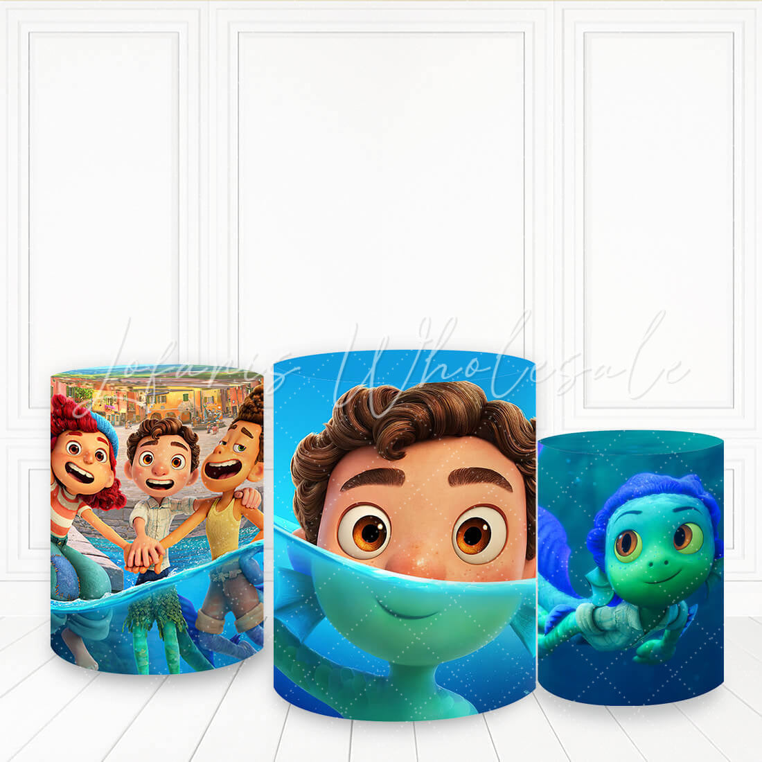 Lofaris Magic Boy In Sea Summer Plinth Cover Childern Film Theme Pillar Wrap