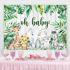 Lofaris Maple Leaves Animals White Wooden Baby Shower Backdorp