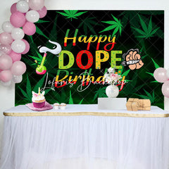 Lofaris Marijuana Cigarette Happy Dope Birthday Backdrop