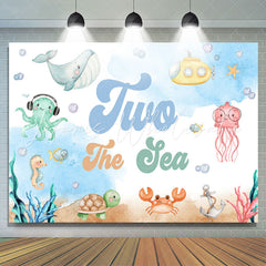 Lofaris Marine Animals Sea 2nd Birthday Backdrop For Boy