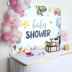 Lofaris Marine Life Under The Sea Boys Baby Shower Backdrop