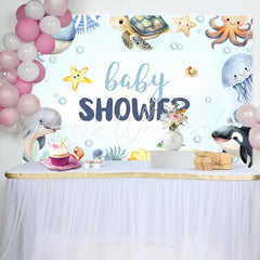 Lofaris Marine Life Under The Sea Boys Baby Shower Backdrop