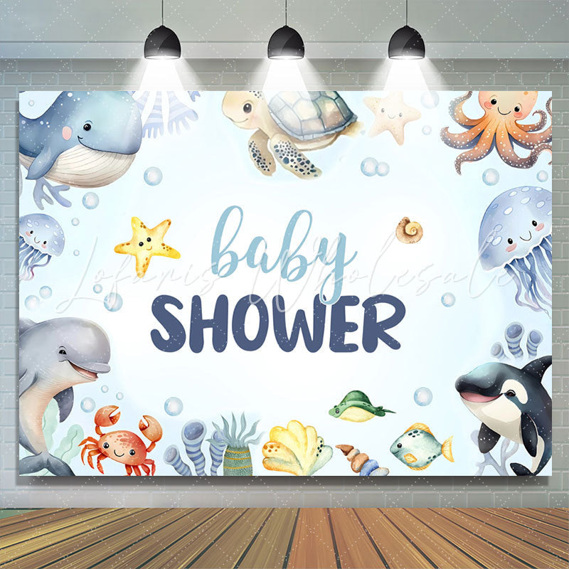 Lofaris Marine Life Under The Sea Boys Baby Shower Backdrop