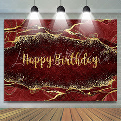 Lofaris Maroon Gold Glitter Happy Birthday Backdrop For Decro