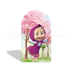 Masha And The Bear Theme Happy Birthday Party Arch Backdrop Wall Cloth Cover